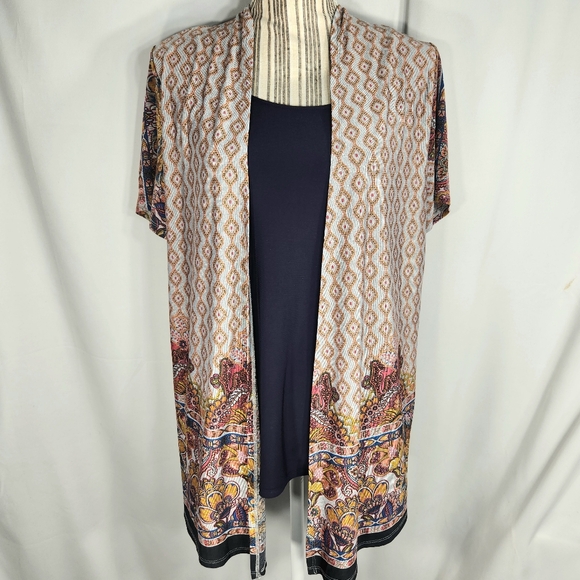 Lavish Avish Multicolored Layered Look Short Sleeve Top Size Large - Picture 1 of 9